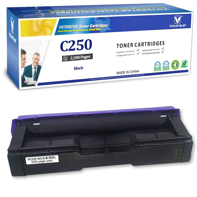 VICTORSTAR Compatible Toner Cartridge SP C250 C260 C261 Black High Capacity 2300 Pages for RICOH Aficio SP C250DN C250SF C261SFN C261SFNw C261DNw C260DNW C260SFNW Laser Printers - Image 1